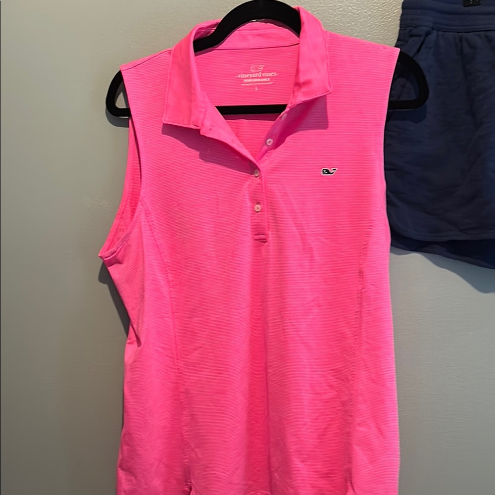 Vineyard Vines Women's Sleeveless Polo Top - Hot Pink - Picture 2 of 6